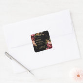 赤フローラはっきりした金ゴールド高級大豆キャンドルラベル スクエアシール (封筒)