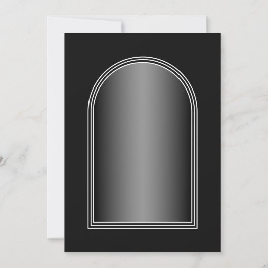 赤フローラアーチブラックグレイ結婚ズ 招待状 (裏面)