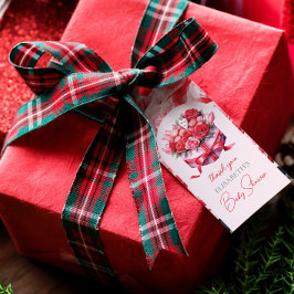 赤フローラアーチ赤ちゃんシャワーありがとう ギフトタグ