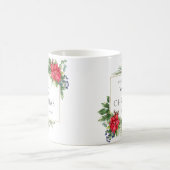 赤フローラウォーターカラークリスマスホリデー コーヒーマグカップ (中央)