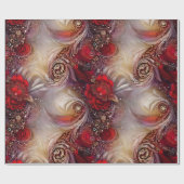 赤フローラエレガントゴールデンフェザービーズ ラッピングペーパー (フラット)