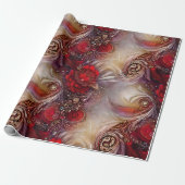 赤フローラエレガントゴールデンフェザービーズ ラッピングペーパー (アンロールド)
