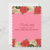 赤フローラオンピンク誕生日招待状 招待状 (裏面)