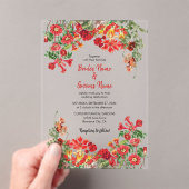 赤フローラガーデンボタニカルフラワー結婚ズ アクリル招待状 (インサイチュ (ポータブル))