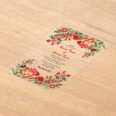 赤フローラガーデンボタニカルフラワー結婚ズ アクリル招待状 (レイダウン)