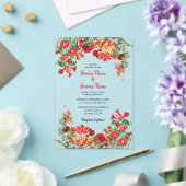 赤フローラガーデンボタニカルフラワー結婚ズ アクリル招待状 (インサイチュ (ウェディング))