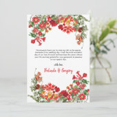 赤フローラガーデンボタニカルフラワー結婚ズ サンキューカード (スタンド正面)