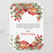 赤フローラガーデンボタニカルフラワー結婚ズ サンキューカード (正面/裏面)