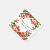 赤フローラガーデンボタニカルフラワー結婚ズ スタンダードカクテルナプキン (角)