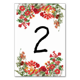 赤フローラガーデンボタニカルフラワー結婚ズ テーブルナンバー