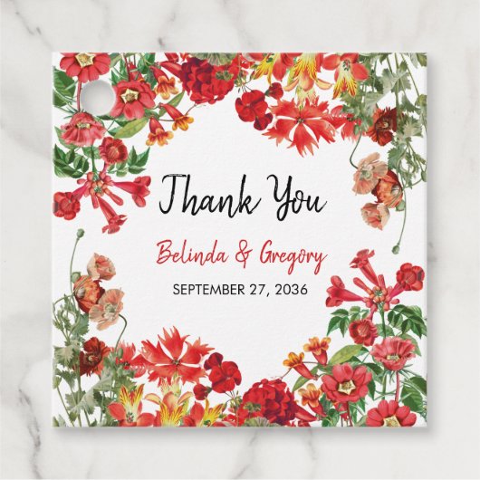 赤フローラガーデンボタニカルフラワー結婚ズ フェイバータグ (正面)