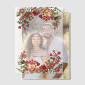 赤フローラガーデンボタニカルフラワー結婚ズ ベラム紙招待状 (オフセット (カップル))