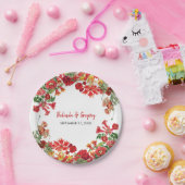 赤フローラガーデンボタニカルフラワー結婚ズ ペーパープレート (パーティー)