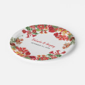 赤フローラガーデンボタニカルフラワー結婚ズ ペーパープレート (アングル)