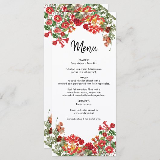 赤フローラガーデンボタニカルフラワー結婚ズ メニュー (正面/裏面)