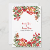 赤フローラガーデンボタニカルフラワー結婚ズ 招待状 (裏面)