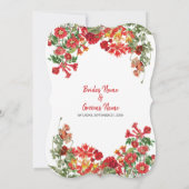 赤フローラガーデンボタニカルフラワー結婚ズ 招待状 (裏面)