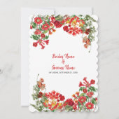 赤フローラガーデンボタニカルフラワー結婚ズ 招待状 (裏面)