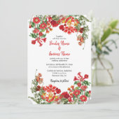 赤フローラガーデンボタニカルフラワー結婚ズ 招待状 (スタンド正面)