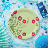 赤フローラグリーン紙プレート ペーパープレート (パーティー)