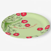 赤フローラグリーン紙プレート ペーパープレート (アングル)