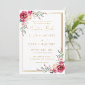 赤フローラグリーン葉金ゴールドフレームヌエストラボーダ 招待状 (スタンド正面)