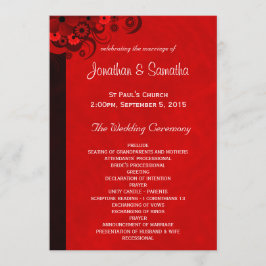 赤フローラゴシック結婚式 プログラムテンプレート プログラム