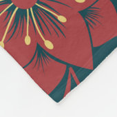 赤フローラダマスクのシームレスなパターン フリースブランケット (角)