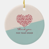 赤フローラハートエレガントありがとう セラミックオーナメント (裏面)