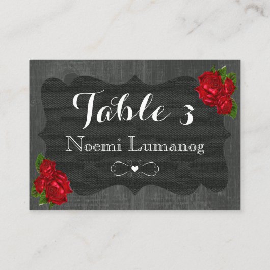 赤フローラバラウッドゴシック結婚ズ座席表 プレイスカード (裏面)