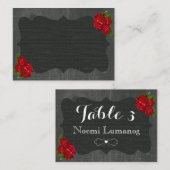 赤フローラバラウッドゴシック結婚ズ座席表 プレイスカード (正面/裏面)