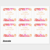 赤フローラパーソナライズされたギフトステッカー スクエアシール (シート)