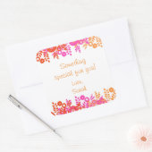 赤フローラパーソナライズされたギフトステッカー スクエアシール (封筒)