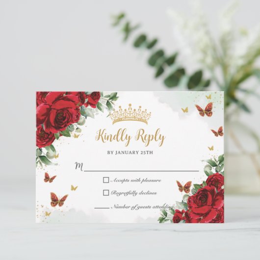 赤フローラフラワーズバタフライ金ゴールドキンセアニラ 出欠カード (スタンド正面)