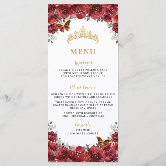 赤フローラフラワーズ金ゴールドキンセアニェラ誕生日メニュー プログラム (正面)