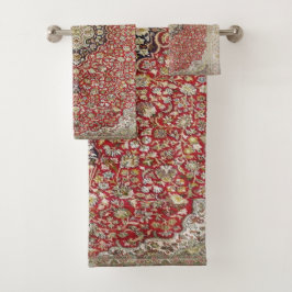 赤フローラフラワーペルシャのトルコエレガント柄 バスタオルセット