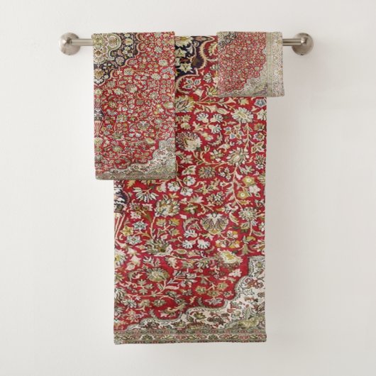 赤フローラフラワーペルシャのトルコエレガント柄 バスタオルセット (インサイチュ)