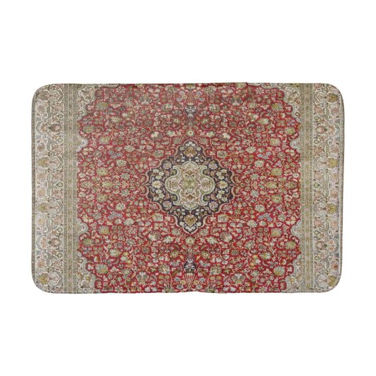 赤フローラフラワーペルシャのトルコエレガント柄 バスマット (正面)