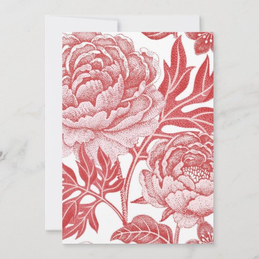 赤フローラフレーム水彩結婚式招待状 招待状 (裏面)