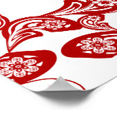 赤フローラボホシックピーコック結婚のシーティングチャート ポスター (角)