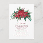 赤フローラポインセチア結婚クリスマス詳細 エンクロージャーカード (正面)