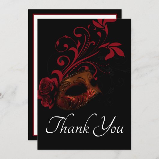 赤フローラマスクサンキューカード サンキューカード (正面/裏面)