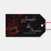 赤フローラマスク結婚式の引き出物 ギフトタグ (正面(横))