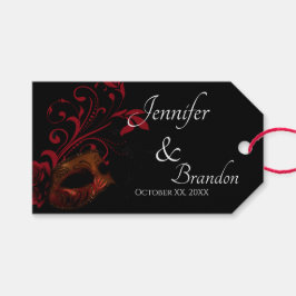 赤フローラマスク結婚式の引き出物 ギフトタグ