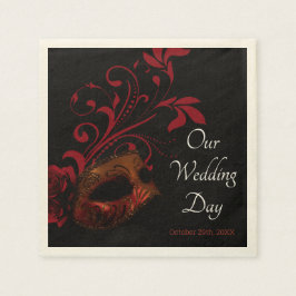 赤フローラマ結婚スク スタンダードカクテルナプキン