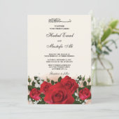 赤フローラムスリム結婚式招待状 招待状 (スタンド正面)