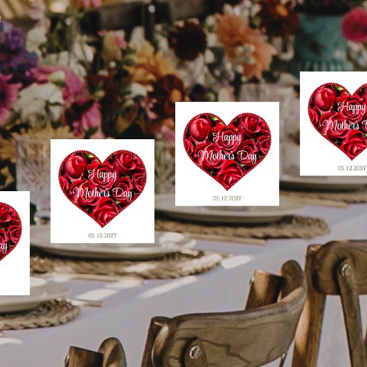 赤フローラモダンハッピーエレガントマザーズ日パーティー スタンダードカクテルナプキン