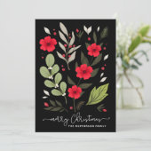 赤フローラモダン植物性クリスマスカード (スタンド正面)