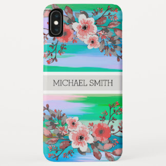 赤フローラモノグラムモダンカラフル抽象芸術 iPhone XS MAXケース