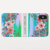 赤フローラモノグラムモダンカラフル抽象芸術 Case-Mate iPhoneケース (裏面(横))